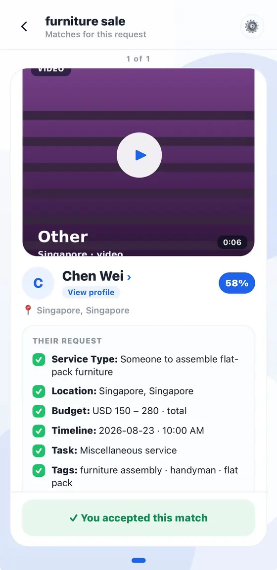 Chat, call and hire in-app